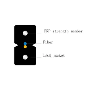 GJXH Indoor 1 Core FTTH Drop Cable Single Mode 9 /125 2*3mm LSZH Fiber Optic Cable
