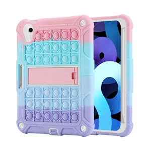 Fidget Toy Case for iPad Mini 6 8.3 Inch Push Case Kickstand Lanyard Fidget Toy Rainbow Shockproof Heavy Duty Tablet Cover