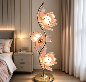 Lámpara de Mesa LED Moderna con Diseño de Flor de Loto, de Hierro y Vidrio, para Sala de Estar, Dormitorio, Lectura y Estudio, Personalizable, Superventas - Product Image 1