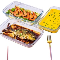 Plat de cuisson rectangulaire en verre borosilicate haute résistance, compatible four/micro-ondes, modèle KP-05, pour la cuisson à la vapeur du poisson et des raviolis