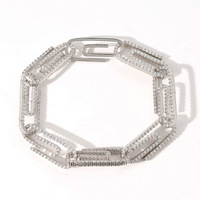 Unisexe Bling Bling CZ trombone chaîne à maillons Bracelet plaqué or Hip Hop style rappeur bracelets à breloques en laiton zircon pour cadeau