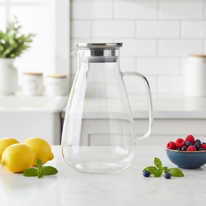 Carafe en <span class=keywords><strong>verre</strong></span> transparent en gros, 1L ou 2L au choix, grande capacité, en borosilicate résistant <span class=keywords><strong>à</strong></span> la chaleur avec poignée pour hôtels et restaurants - Product Image 3
