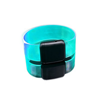 Bracelet lumineux LED personnalisé avec logo gravé, ajustable, en plastique, à aimant, pour la musique et les soirées