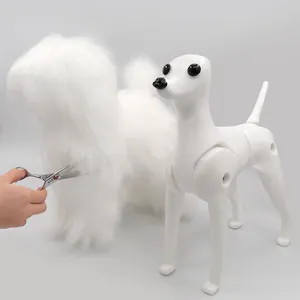 Modelo de perro con pelo blanco, prótesis de pelo, modelo de oso de peluche, Esqueleto, se debe usar con pelo falso para práctica de belleza, escuela