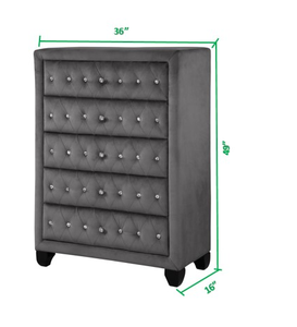 Queen Size 5-Piece Modern Wood Bedroom Set with Adjustable Features <b>Convertible</b> Design Gray Finish - Product Image 3