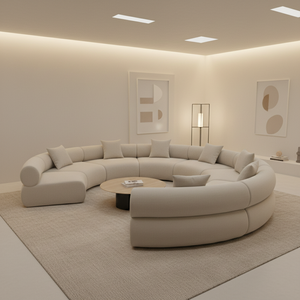 Set di Divani Cinesi Moderni, <span class=keywords><strong>Divano</strong></span> Circolare in Tessuto <span class=keywords><strong>Grigio</strong></span>, Arredamento per Soggiorno, <span class=keywords><strong>Divano</strong></span> Rotondo per Interni - Product Image 1