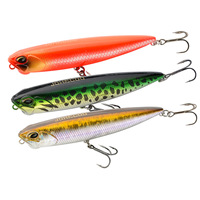 Leurre de pêche flottant imprimé 14g 10cm en plastique bionique, type crayon, avec hameçons et billes sonores, pour la pêche au vairon