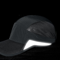Casquette de course et de camping légère et respirante en maille, non structurée, à 5 panneaux, avec logo réfléchissant, de haute qualité, pour la vente en gros