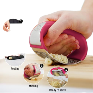 Mutulao Set 2 aksesoris dapur, alat aksesori dapur Set jahe bawang putih Rocker Manual memegang bawang putih tekan Stainless steel alat sayuran - Product Image 6