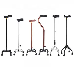 Manufacturers wholesale four-legged aluminum alloy crutches for the elderly walking Stick cane