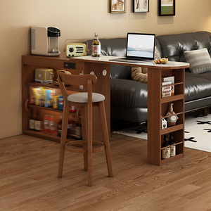 Japanese Style L Shape <b>Bar</b> Table With Storage Cabinet <b>For</b> <b>Home</b> Living Room Multi Functional Island Desk - Product Image 3