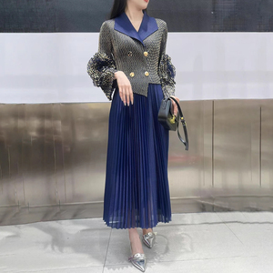 <span class=keywords><strong>Abbigliamento</strong></span> <span class=keywords><strong>Donna</strong></span> Taglie Forti all'Ingrosso, <span class=keywords><strong>Elegante</strong></span> Abito da <span class=keywords><strong>Donna</strong></span> con Design Patchwork e Arricciature, Vestito <span class=keywords><strong>Casual</strong></span> Plissettato Stile Miyake - Product Image 3