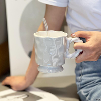 Mug en céramique à poignée torsadée, tasse à café mignonne pour femmes, couple, petit-déjeuner, cadeau d'anniversaire