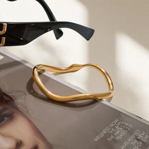 Brazaletes de Acero Inoxidable 18K con Baño de Oro, Resistentes al Deslustre y al Agua, con Diamantes, Joyería de Moda para Mujeres y Hombres - Product Image 2