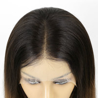 Perruque Bob Courte Droite Pré-Plucked 13x4 Lace Frontal, Couleur Ombrée Marron 1B/4, Sans Colle, Cheveux Humains, pour Femmes Noires