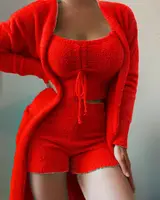Benutzer definierte Sexy Fashion Spring Sweater 3-teiliges Set Damen bekleidung Damen 2-teilige Winter-Sets Kurze Hosen Zweiteiliges Heim kleid