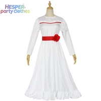 HESPER Conjing Doll Annabelle Halloween Horror White Dress Cosplay Costume Long Sleeve Female Performer Set for Adults and Girls