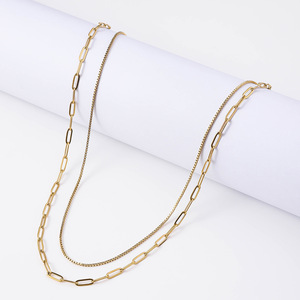 Collar de cadena de serpiente en capas |   Collar de Acero Inoxidable con Baño de Oro PVD de 18K, Diseño de Múltiples Hilos, para Mujer, Joyería Resistente al Deslustre - Product Image 3