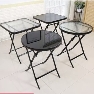 <span class=keywords><strong>Mesa</strong></span> de Comedor <span class=keywords><strong>Redonda</strong></span> Plegable con Estructura Metálica para 4 Personas, Tapa de Vidrio Templado, <span class=keywords><strong>Diseño</strong></span> Minimalista para Muebles de Hogar, Apartamento y Uso en Exteriores - Product Image 1