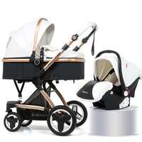 Poussette Bébé 4 en 1 avec Panier, Siège Élevé, Pliable, Bidirectionnelle et Amortisseur de Chocs