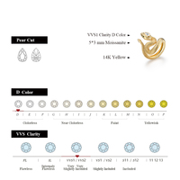 Bague Moissanite coupe poire couleur D à la mode pour les femmes solide 925 argent Sterling pur 14K or serpent bague pour cadeau de voyage