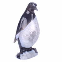 En gros Haute Qualité Poli Cristal Pierres Précieuses Sculpté À La Main Animal Agate Géode Pingouin