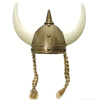 Chapeau de fête en plastique pour carnaval, Halloween, Viking, avec tresses, 100% polyester, unisexe adulte, marque Milish MH-0145