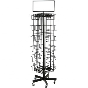 Tùy biến miễn phí đứng hiển thị dây Pocket Kim Loại Xoay thiệp chúc mừng CD Rack hiển thị đứng trên bánh xe - Product Image 1