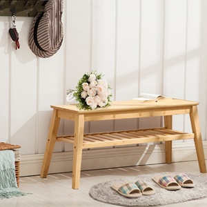 Modern 2-Tier Indoor <strong>Storage</strong> Bamboo <strong>Bench</strong> for Entry <strong>Dining</strong> Living Room Bedroom or Hallway - Product Image 3