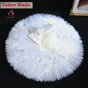 T0206 Alta Qualidade Meninas Tamanho Personalizado Ballet Tutu Vestido Clássico Swan Lake Pena Branca Ballet Traje