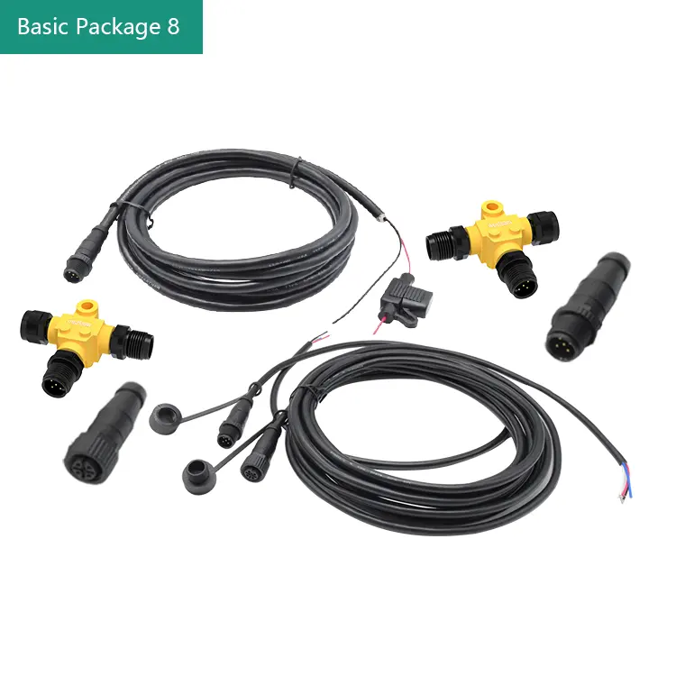 N2K NMEA 2000 Starter Kit Drop Cable Terminator T-Connector Wire M12 5pin Connector M12 Waterproof Cable