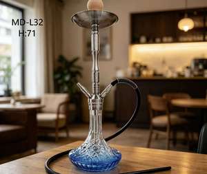 Cachimba de 71 cm con base de vidrio, vástago de metal y doble manguera, accesorio para fumar - Product Image 6