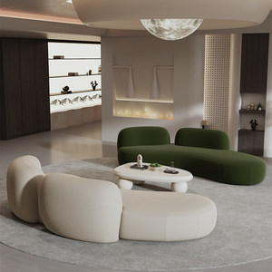 Set di Divani Componibili Contemporanei per Reception con Schienale Arrotondato, Rivestimento in Tessuto Resistente e Facile da Pulire per Soggiorno - Product Image 2