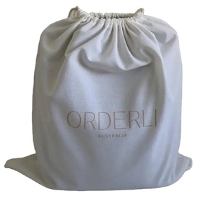 Pochette en toile de coton épaisse, petite, de luxe, unie, avec cordon de serrage, logo personnalisé - Product Image 1