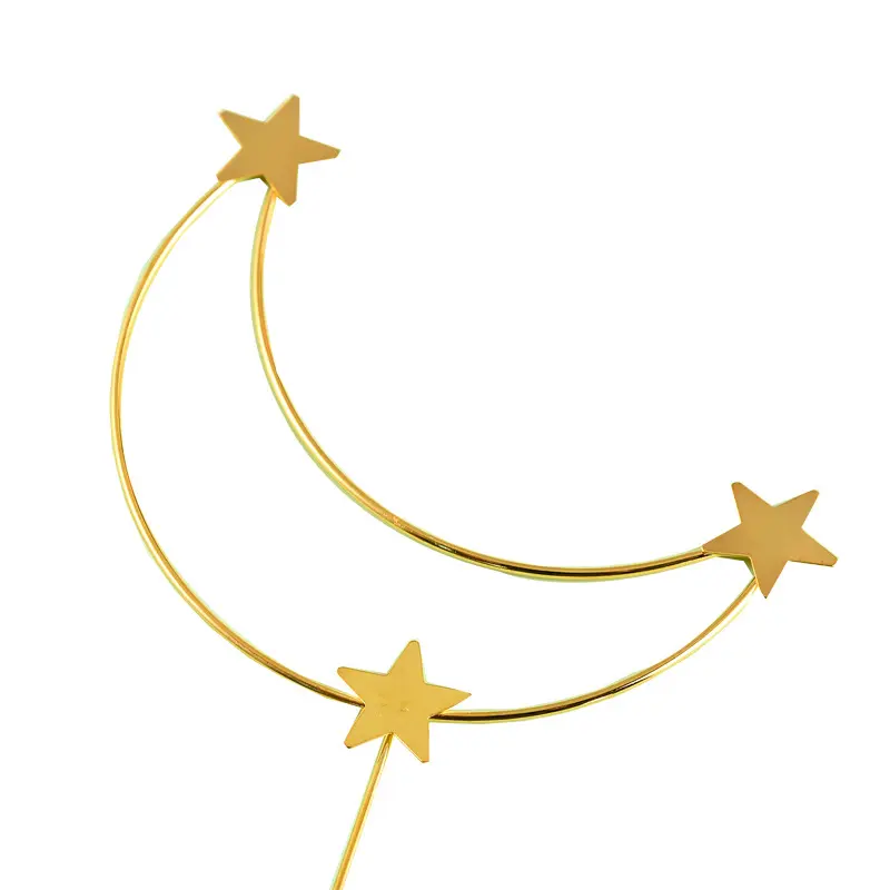 Star Moon Love Verjaardagstaart Toppers Goud Zilver Valentijnsdag Bruiloft Verjaardagsfeestje Taart Decoratie