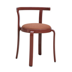 Modern Minimalist Solid Wood <b>Dining</b> <b>Chair</b> with Curved Embrace Back and Terracotta Fabric Seat for Home Cafe - Product Image 5