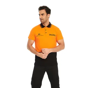 Custom Logo Polo Design Workwear Orange Navy Short Sleeve Clothing Uniforms Men Work Wear Polo Shirt