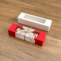 Boîte d'emballage rectangulaire pour macarons de qualité alimentaire avec fenêtre transparente, style boîte cadeau en papier kraft pour desserts et produits de boulangerie