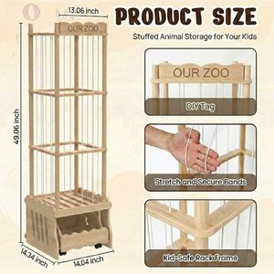 Cajonera de madera para guardar peluches, organizador de gran capacidad que ahorra espacio, para juguetes de peluche, para sala de estar, sostenible - Product Image 3