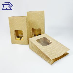 Sacs en papier kraft brun personnalisables, résistants à la graisse, avec fenêtre transparente, pour l'emballage alimentaire (pizza, lait, sushi) - Product Image 2