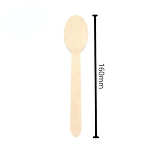 Cuillères <span class=keywords><strong>en</strong></span> <span class=keywords><strong>bois</strong></span> jetables biodégradables de haute qualité pour pique-niques grands couverts de 160mm - Product Image 2