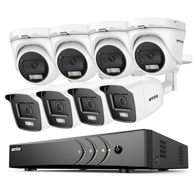 ANNKE 1080P HD TVI Bullet Dome Security Camera ColorPro Full Time Night Vision Analog Dvr Kit Security Camera System