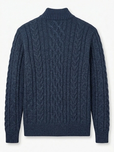 Immense Quality LS Troyer Neck Cable 50% BCI Cotton 50% Acrylic 5gg <b>Mens</b> Quarter Zip <b>Pullover</b> - Product Image 2