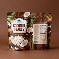 Sachet d'emballage alimentaire personnalisable en aluminium et plastique refermable, idéal pour les flocons de noix de coco et les snacks à base de noix de coco