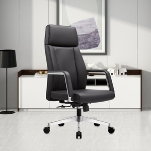 Sillas de Oficina Ergonómicas Giratorias de Respaldo Alto en PU Negro Moderno a Bajo Precio, Silla de Oficina Ejecutiva de Cuero de Lujo de Producción OEM en Venta - Product Image 6