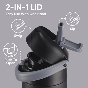 Botella de Agua Portátil de Acero Inoxidable con Aislamiento de Triple Capa, Operación con una Mano, Tapa 2 en 1 con Bloqueo y Asa de Transporte, Mantiene el Frío Durante 24H - Product Image 3