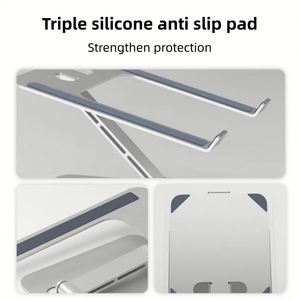 Nouveau support pliable en acier pour ordinateur portable/tablette, réglable en hauteur et en angle, avec coussinet en silicone antidérapant et dissipation thermique, pour 10''-17.4'' - Product Image 5