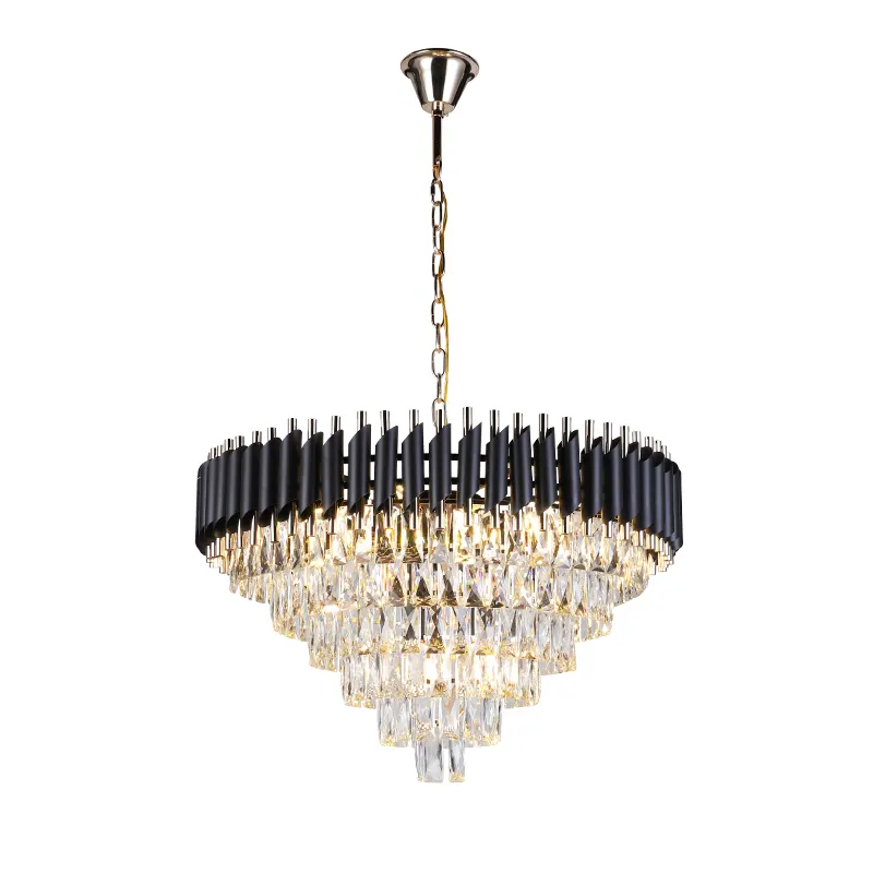 Fashion Ceiling Square Golden Luxury Decoration Lustre Chandelier Living Room Hanging Modern Crystal K9 Ceiling Pendant Light