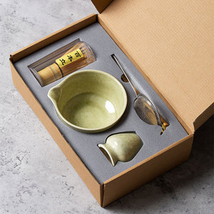 Biểu Tượng Tùy Chỉnh 6 Miếng Màu Xanh Lá Cây Thanh Lịch Trộn Kit Matcha Whisky Set Với Đổ Spout Chawan - Product Image 5