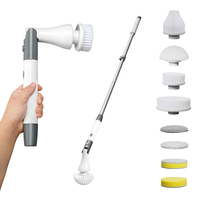 Nettoyeur électrique rotatif Cleanhome avec long manche, brosse de nettoyage sans fil, nettoyeur électrique avec brosse à vaisselle remplaçable